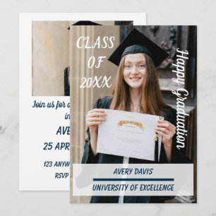 Modern Simple Minimalist Photo Graduation  Invitation