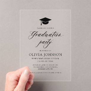 Modern Simple Minimalist Photo Graduation Party Acrylic Invitations
