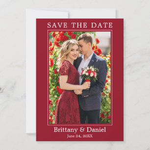 Modern Simple Minimalist Photo Red Save The Date