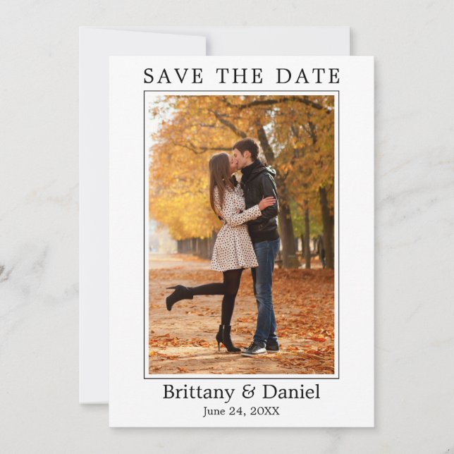 Modern Simple Minimalist Photo Save The Date (Front)