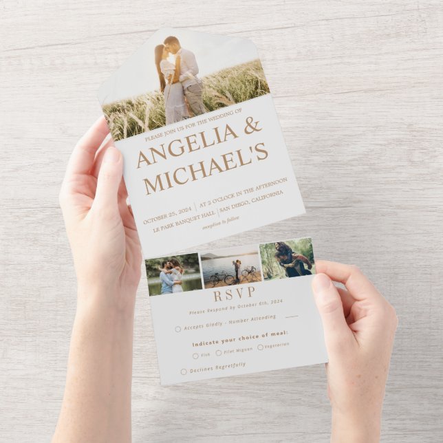 Modern Simple Minimalist Photo Wedding All In One Invitation (Tearaway)