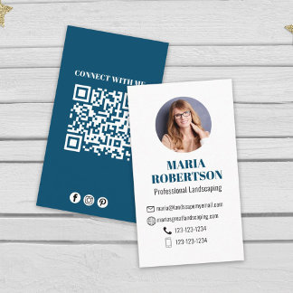 Modern Simple Minimalist QR Code Social Media Business Card