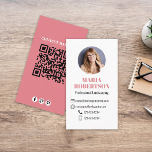 Modern Simple Minimalist QR Code Social Media Business Card