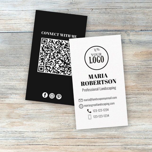 Modern Simple Minimalist QR Code Social Media  Business Card (Creator Uploaded)
