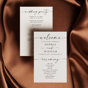 Modern simple minimalist script wedding program
