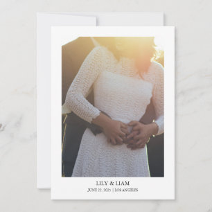 Modern Simple Minimalist Text and Photo Wedding Save The Date