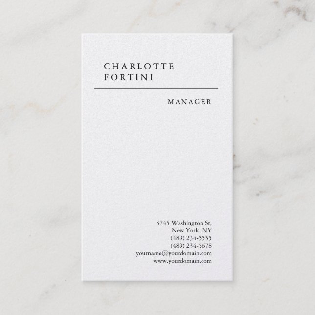 Modern Simple Minimalist Trendy Premium Pearl Business Card (Front)