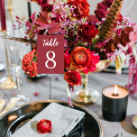 Modern Simple Minimalist Vintage Red White Wedding Table Number<br><div class="desc">For the modern, elegant and minimalist couple. This is simple yet versatile; all typography is customisable, as well as the vintage red background. For you to choose the font, font size and even table name if desired. (Please do not use copyrighted names) to match your wedding or special event decor....</div>