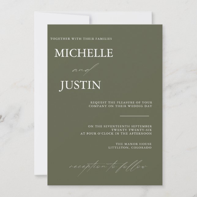  Modern Simple Minimalist Wedding   Invitation (Front)