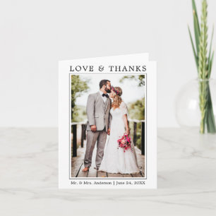 Modern Simple Minimalist Wedding Love Thanks Note Thank You Card