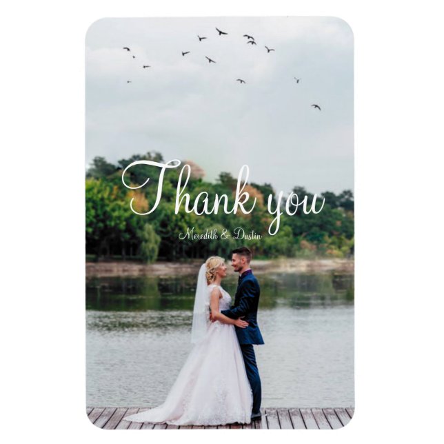 Modern simple minimalist wedding photo thank you magnet (Vertical)