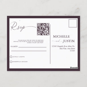 Modern Simple Minimalist Wedding QR Code RSVP Pos Postcard