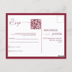  Modern Simple Minimalist Wedding QR Code RSVP Pos Postcard