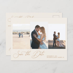 Modern Simple Minimalist Wedding Save The Date Postcard