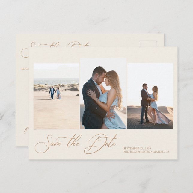  Modern Simple Minimalist Wedding Save The Date Postcard (Front/Back)