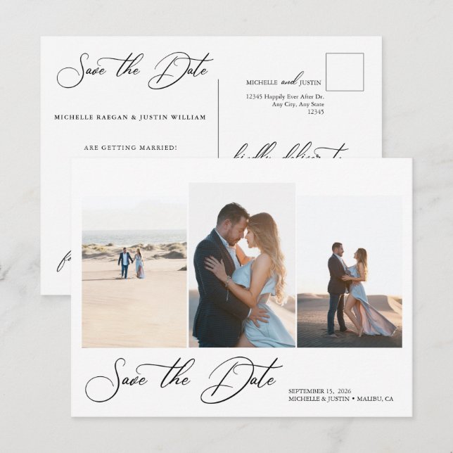  Modern Simple Minimalist Wedding Save The Date Postcard (Front/Back)