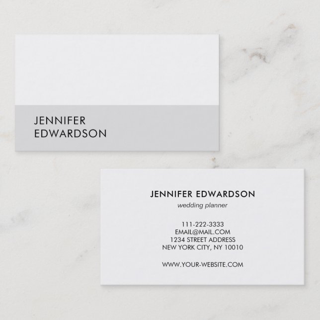 Modern simple minimalist white gray professional business card (Front/Back)