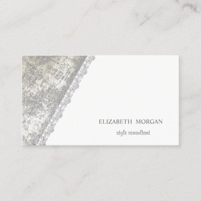 Modern Simple,Minimalist,White,Lace Business Card (Front)