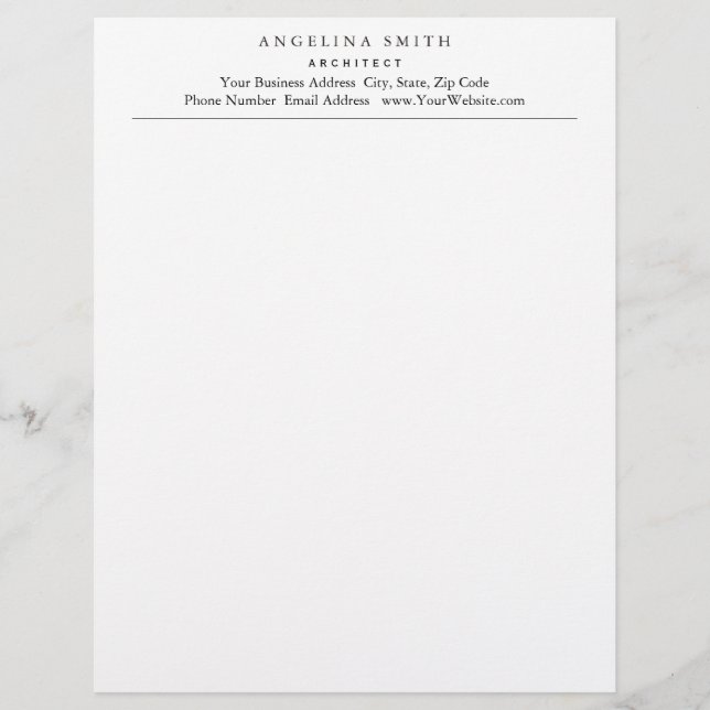 Modern Simple Minimalist White Professional Custom Letterhead (Front)