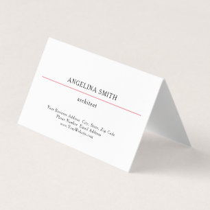 Modern Simple Minimalist White Red Professional Business Card