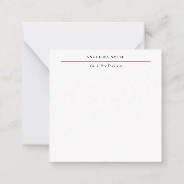 Modern Simple Minimalist White Red Professional Card (Front)