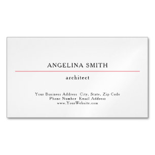 Modern Simple Minimalist White Red Professional Magnetic Business Card