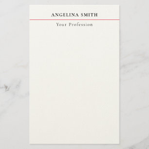 Modern Simple Minimalist White Red Professional Stationery