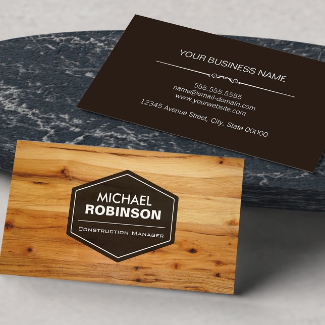 Modern Simple Minimalist Wood Grain Look Business Card (Creator Uploaded)