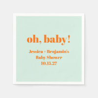 Modern Simple Mint Orange Baby Shower Custom Name