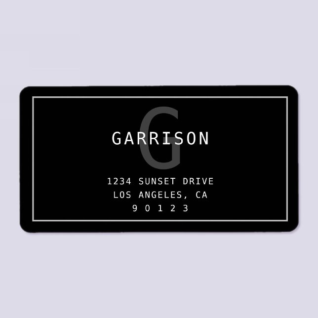 Modern Simple Monogram & Address | Light Grey Label (Creator Uploaded)