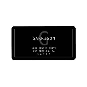 Modern Simple Monogram & Address   Light Grey Label