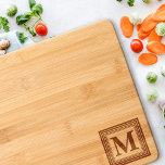 Modern Simple Monogram Bamboo BBQ Cook Charcuterie Cutting Board<br><div class="desc">Create your own custom, personalised, beautifully crafted, simple, modern, geometric design, monogram / initials monogrammed laser engraved etched bamboo wooden charcuterie board / cutting board, conditioned with oil, ready to use, and with rounded handle cut out. Simply type in your monogram / initials, to customise. Makes a great gift for...</div>