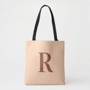 Modern Simple Monogram Beige Tote Bag