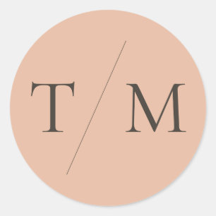 Modern Simple Monogram Blush Mix & Match Wedding Classic Round Sticker