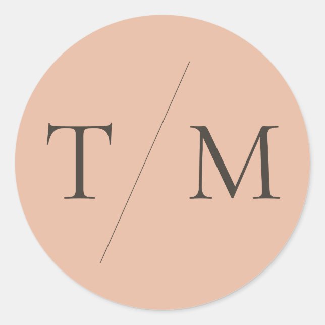 Modern Simple Monogram Blush Mix & Match Wedding Classic Round Sticker (Front)