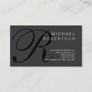 Modern Simple Monogram Grey Business Card