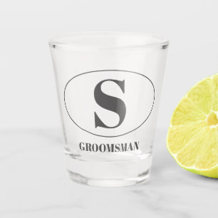 Modern Simple Monogram Groomsmen Gift Wedding Shot Glass