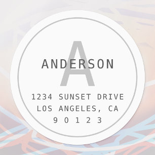 Modern Simple Monogram & Info   White & Grey