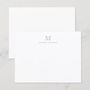 Modern Simple Monogram Light Silver Grey Note Card