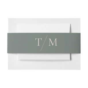 Modern Simple Monogram Moss Mix & Match Wedding Invitation Belly Band