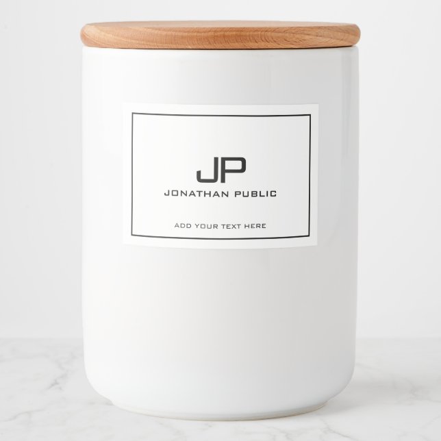 Modern Simple Monogram Names Template Professional Food Label (Front)