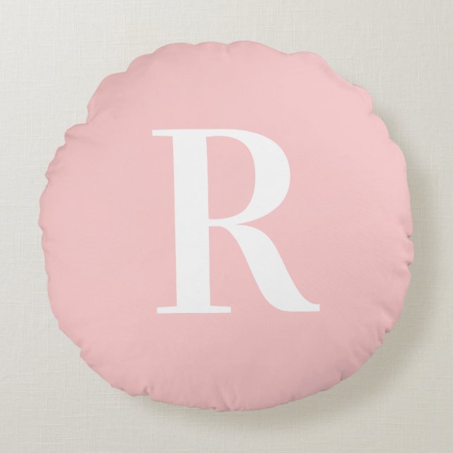 Modern Simple Monogram Pink  Round Cushion (Front)
