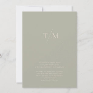 Modern Simple Monogram Sage Mix & Match Wedding Invitation