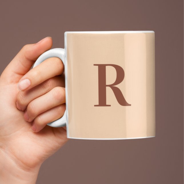 Modern Simple Monogram Terracotta Beige Coffee Mug (Creator Uploaded)