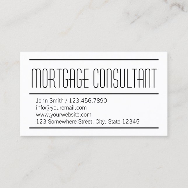 Modern Simple Mortgage Agent Business Card (Front)