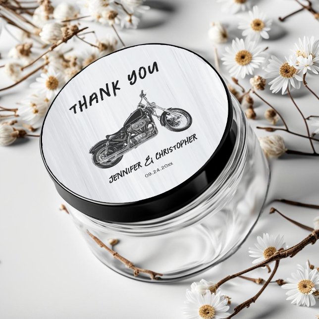 Modern Simple Motorcycle Biker Themed Wedding Classic Round Sticker (Creator Uploaded)