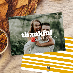 Modern Simple Mustard Yellow Photo Thanksgiving Holiday Card