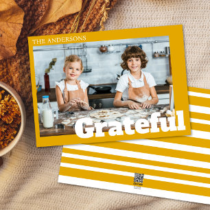 Modern Simple Mustard Yellow Photo Thanksgiving Holiday Card