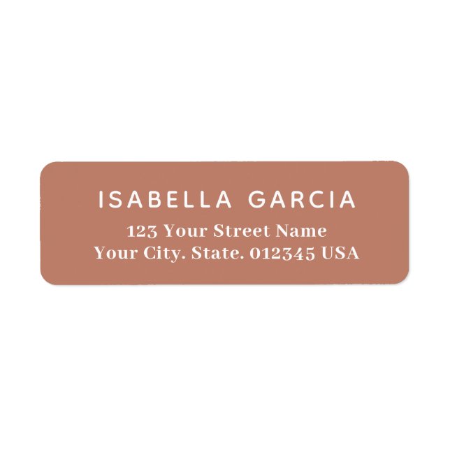 Modern Simple Muted Terracotta Return Address Label (Front)