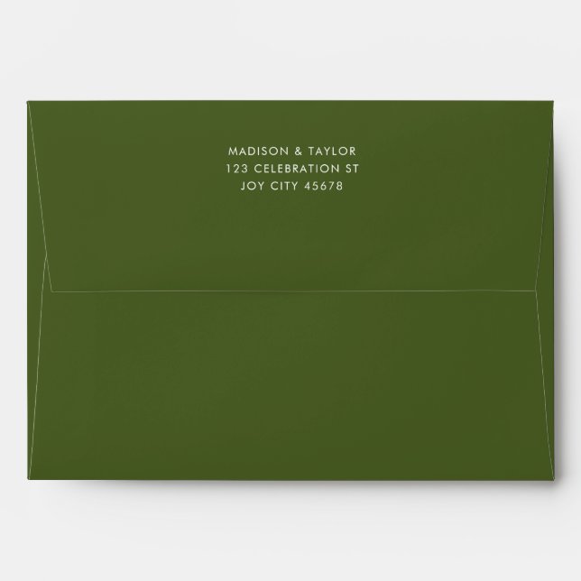 Modern Simple Nature Moss Green Wedding Envelope (Back (Top Flap))